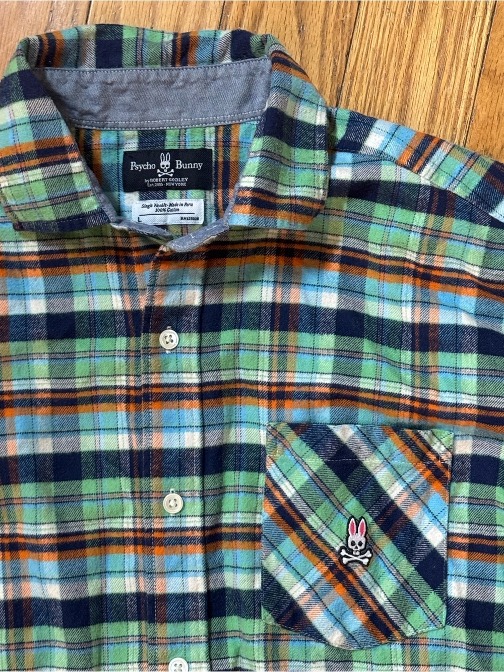 Psycho Bunny Mens Long Sleeve Tartan Plaid Button-Down Shirt Sz L Golf Clubhouse